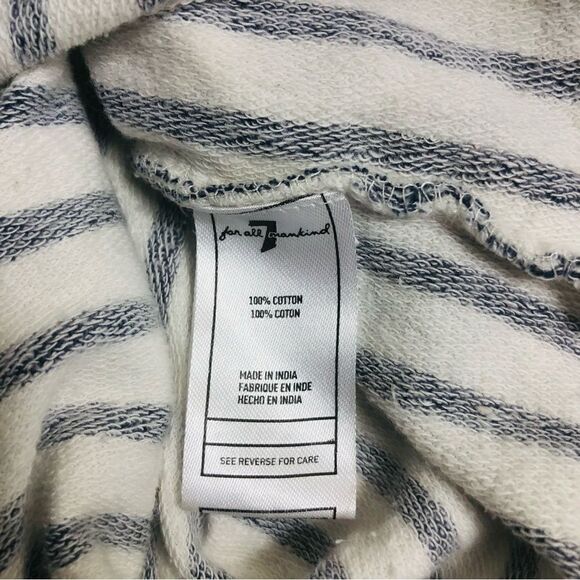 7 for All Mankind Striped Off White Navy Blue Short Romper - Picture 9 of 10